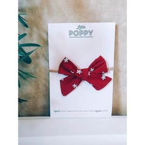 [LITTLE POPPY CO] red bow with blue flowers